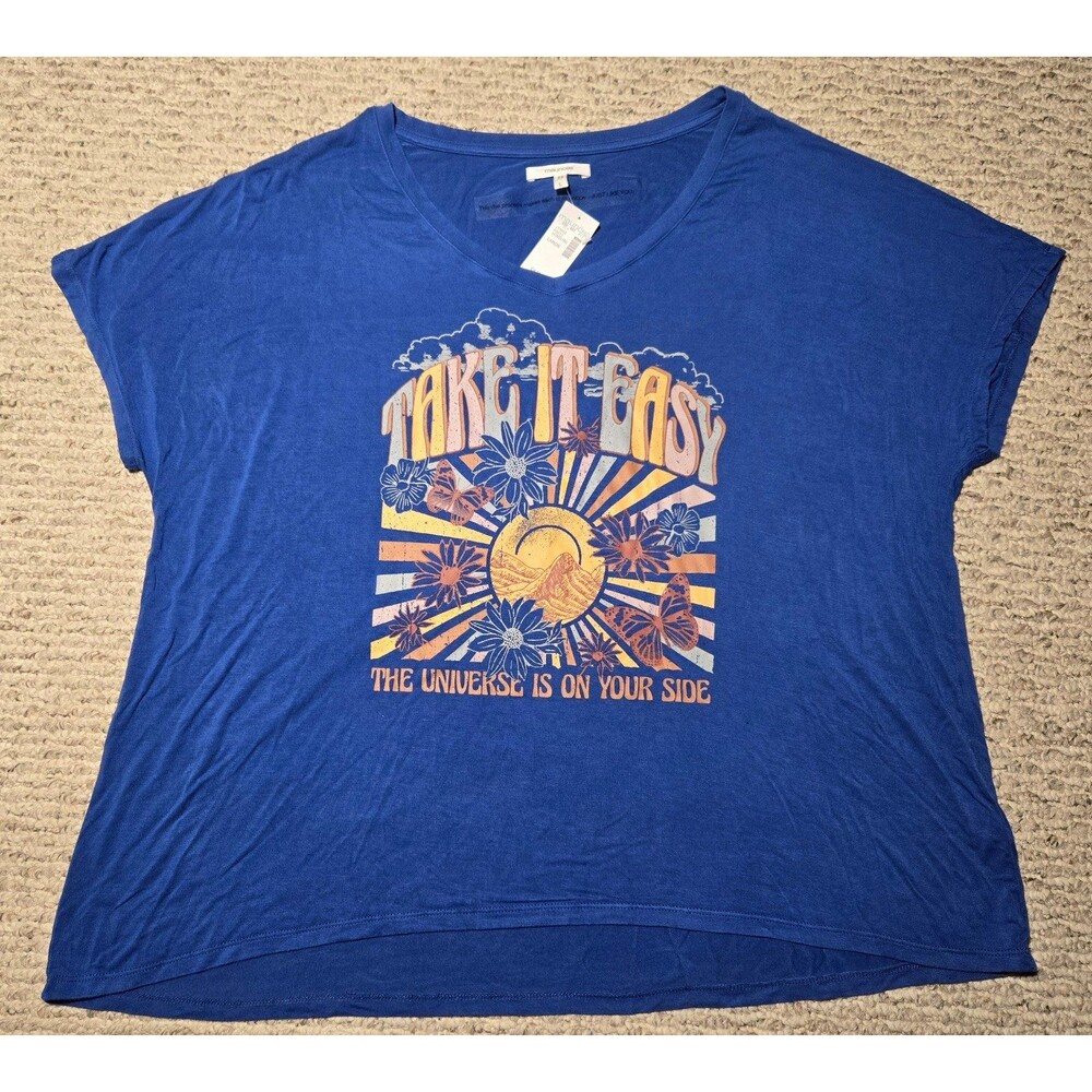 Nwt Maurice Take It Easy Graphic Tshirt Blue Orange Size Large